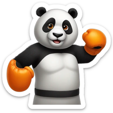panda with orange boxing gloves sticker