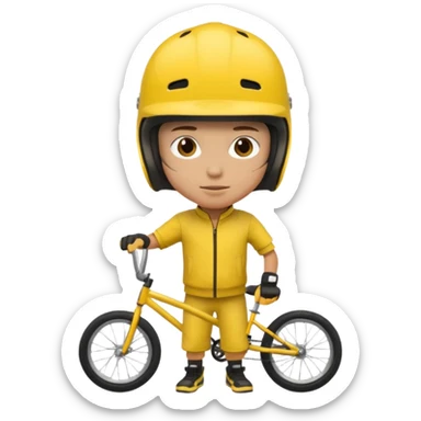 BMX rider yellow man with helmets sticker
