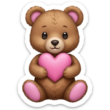 teddy bear holding pink heart sticker