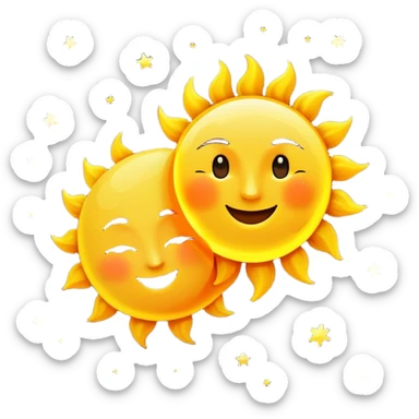 Moon and sun dancing in a dark nighty background  sticker