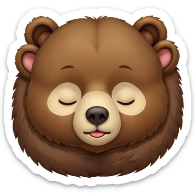 Bear asleep upside down on back, eyes shut, tongue hanging out sticker