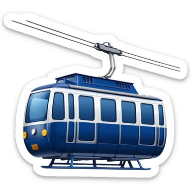 create a cablecar emoji in winter. make it navy dark blue. and add the words in white: Lenk  sticker