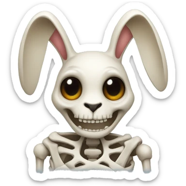 The skeleton of a rabbit with crosses on its eyes sticker