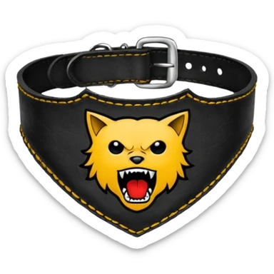 Leather collar engraved with screaming mouth sigil, dominance aesthetic sticker