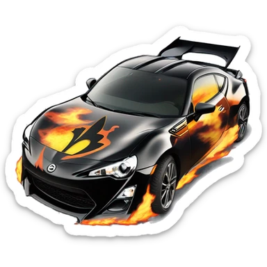 Batgirl and First Order Jet Trooper themed Scion FR-S with hot rod flames   sticker