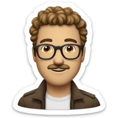 rickyedit (w/glasses and moustache and brown short hair and a big nose and fringe and young) sticker