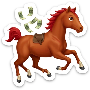 red horse agressive running happiness money sticker