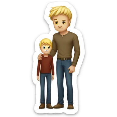 incredibly tall giant holds small blond man sticker