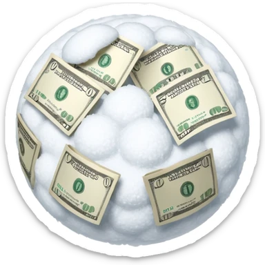 Snow ball with dollar bills  sticker