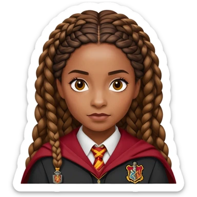 Angelina Johnson in harry potter, wear hogwarts gryfindor uniform, African Braided Hair sticker