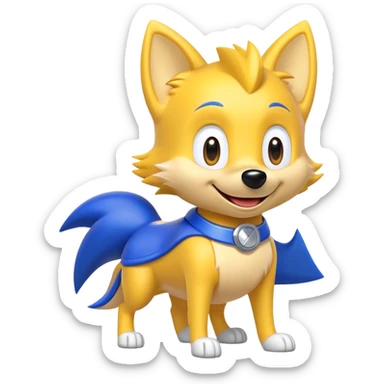 super dog with Sonic the Hedgehog sticker