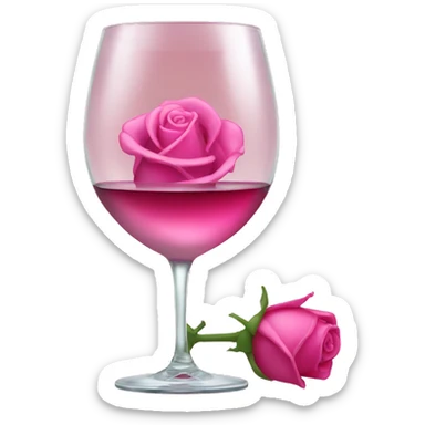 Glass rose + pink wine sticker