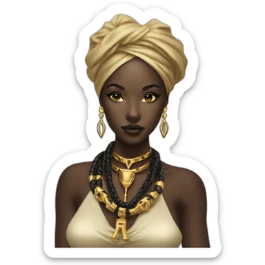 A Beautiful Black panther woman with gold necklace with ankh sticker