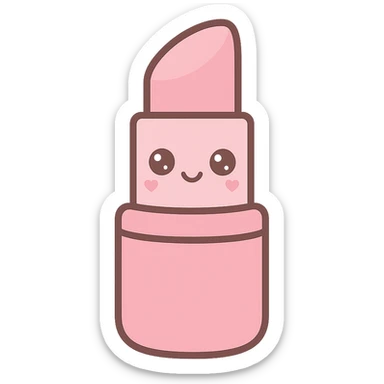 Edit the lipstick emoji to have pink color lipstick, keep the kawaii style, and remove the background. sticker