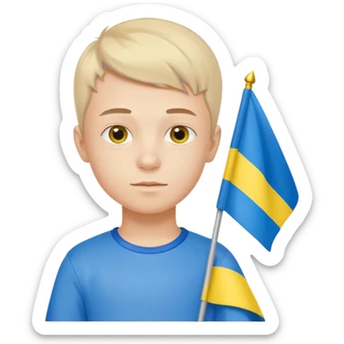 The Ukrainian boy with flag sticker