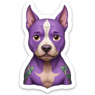 very tattoed face pitbull dog with purple spiky hair sticker