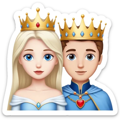 White brown eyes princess and white bleu eyes prince love sticker