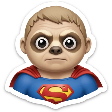 Sloth from The Goonies movie character with misshapen face and superman shirt sticker