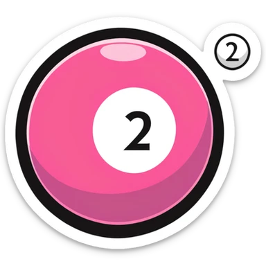 pink billiard ball with the number 23 inside a white circle sticker