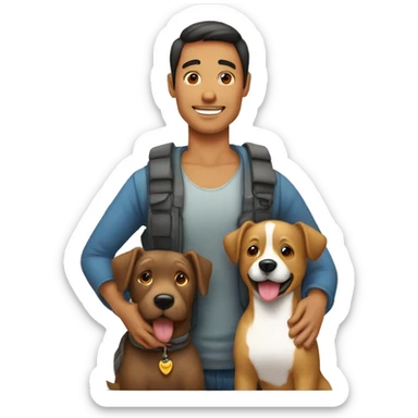 Familia mamá papá Niño de 4 años y perro sticker