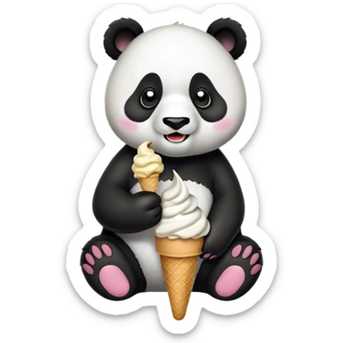 Panda eating ice cream sticker