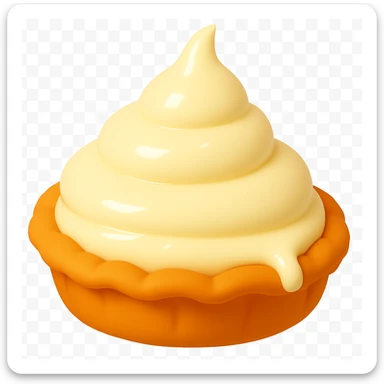 Remove the background so only the cream pie with a single cream droplet is visible. Keep the playful 3D emoji style, golden brown crust, and same angle. sticker