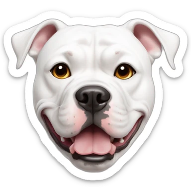 all white american bulldog dog with cropped ears sticker