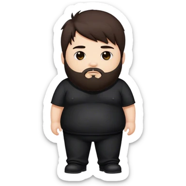 fat emo guy with dark brown hair beard emo outfit standing  sticker