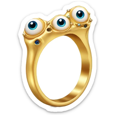 thin gold ring studded with eyeballs sticker
