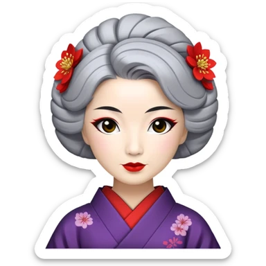 Geisha in her 40s with gray hair sticker