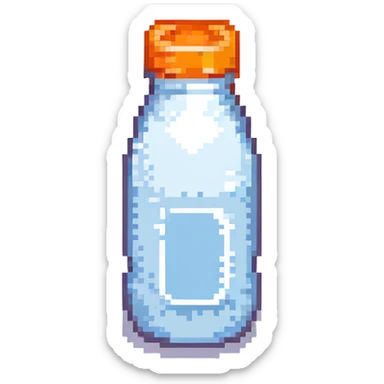 pixel art baby bottle containing milk with orange lid sticker