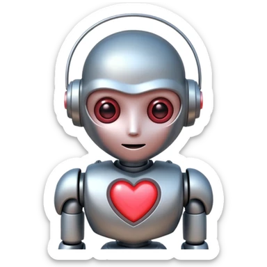 shy robot in love sticker