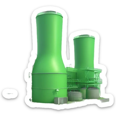 Biogas Power Plant, no chimneys, in green tones sticker