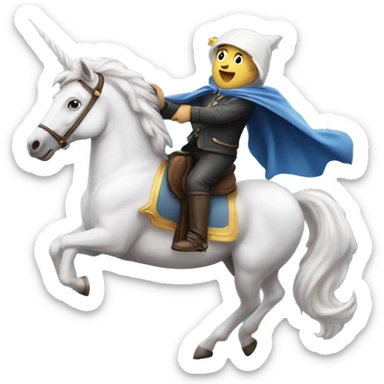 un mago montando un unicornio volador sticker