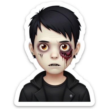 emo zombie boy with black hair sticker