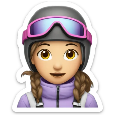 Asian girl skiing sticker