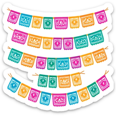 festive one garland of colorful mexican papel picado sticker