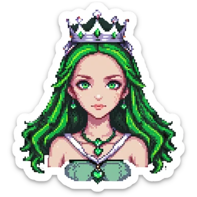 beautiful princess with striking green eyes and a crown sticker
