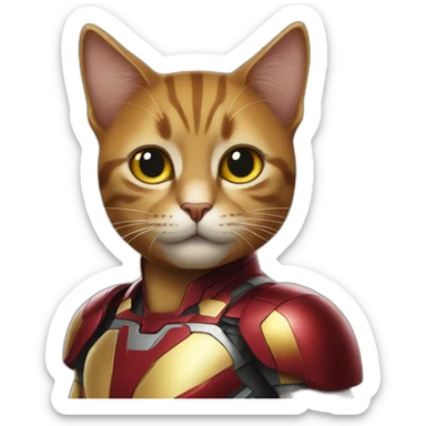 cat in a ironman costume sticker