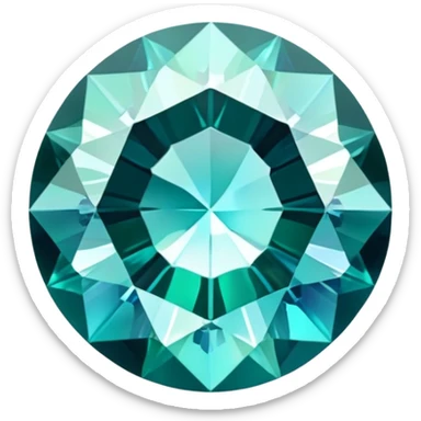 round cut gemstone with iridescent shine, deep teal color, brilliant facets sticker