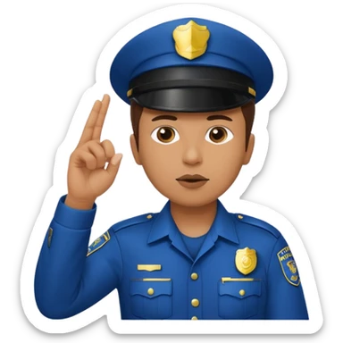 police officer facing forward blowing a whistle holding one hand up in a stop gesture sticker