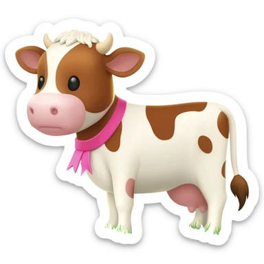 cute little cow with ribbon sticker