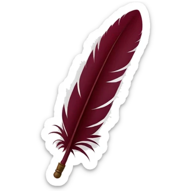 a feather quill and an open SCROLL maroon sticker