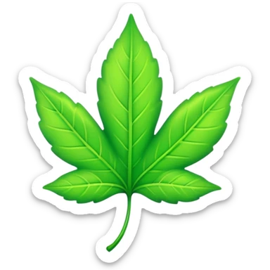 A neon green leaf emoji, iPhone emoji style, glossy and smooth, cartoonish, vibrant neon green color, high detail, simple and cute design, isolated on white background, centered c

 sticker