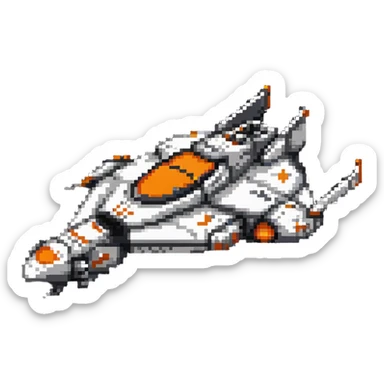 Compact space cruiser with orange accents sticker