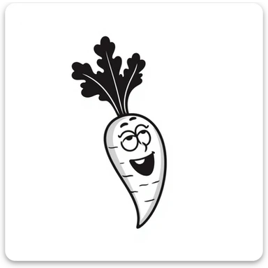 A laughing radish sticker