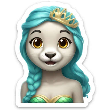 A cute and happy otter face as a mermaid princess. sticker