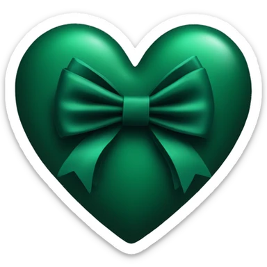 Dark green heart with a black bow  sticker
