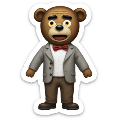 mr bean rag bear with one eye as button sticker