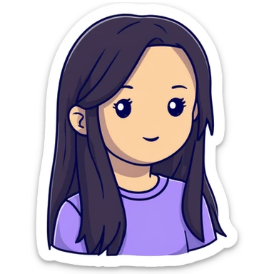 cute girl with long hair sticker